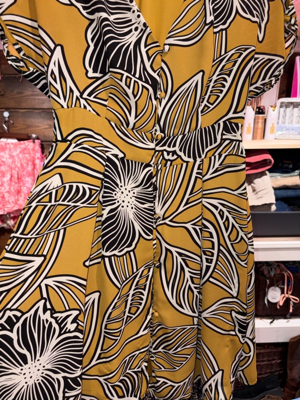 Sienna Sky mustard and Black Floral Dress - Picture 5 of 9